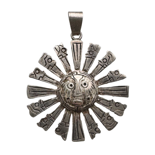 V I N T A G E // significant sun / 900 silver Incan sun god Inti / a pendant