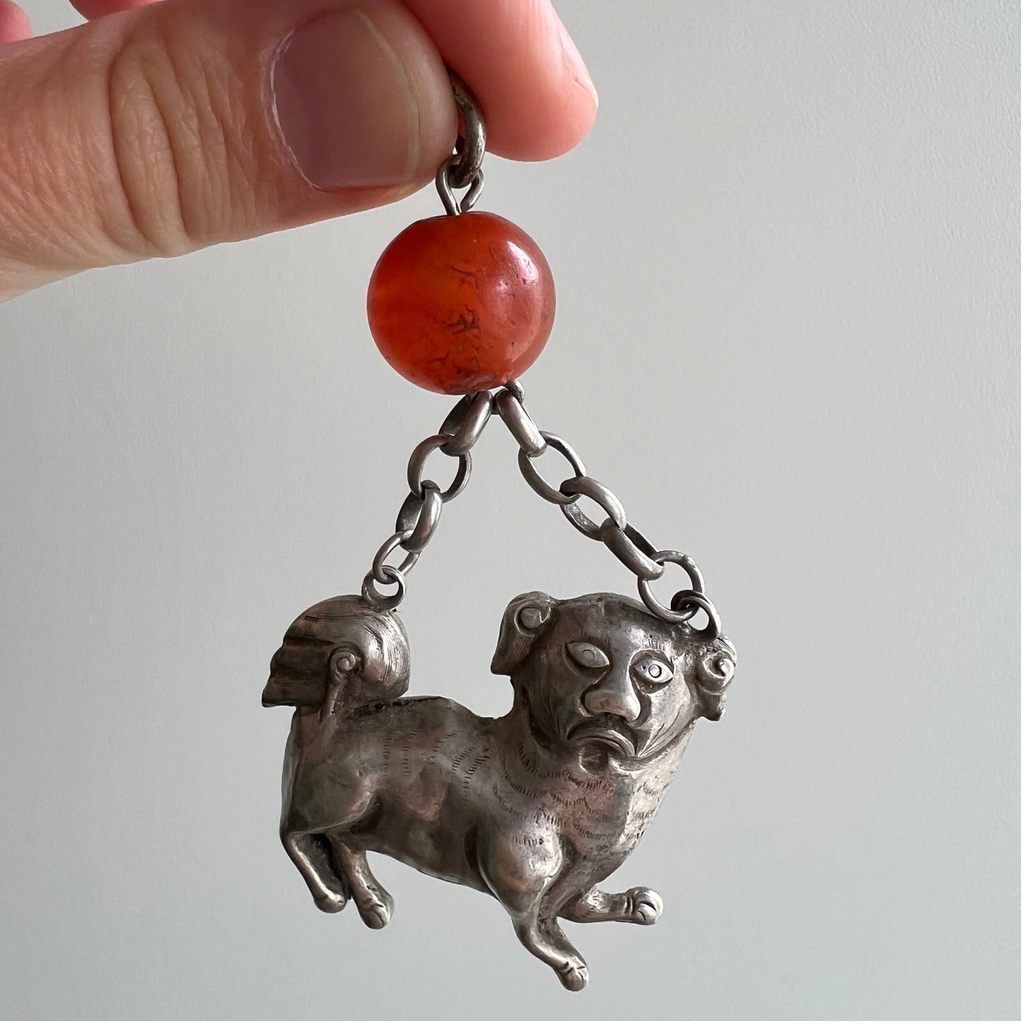 A N T I Q U E // grumpiest dog / Qing dynasty silver dog pendant