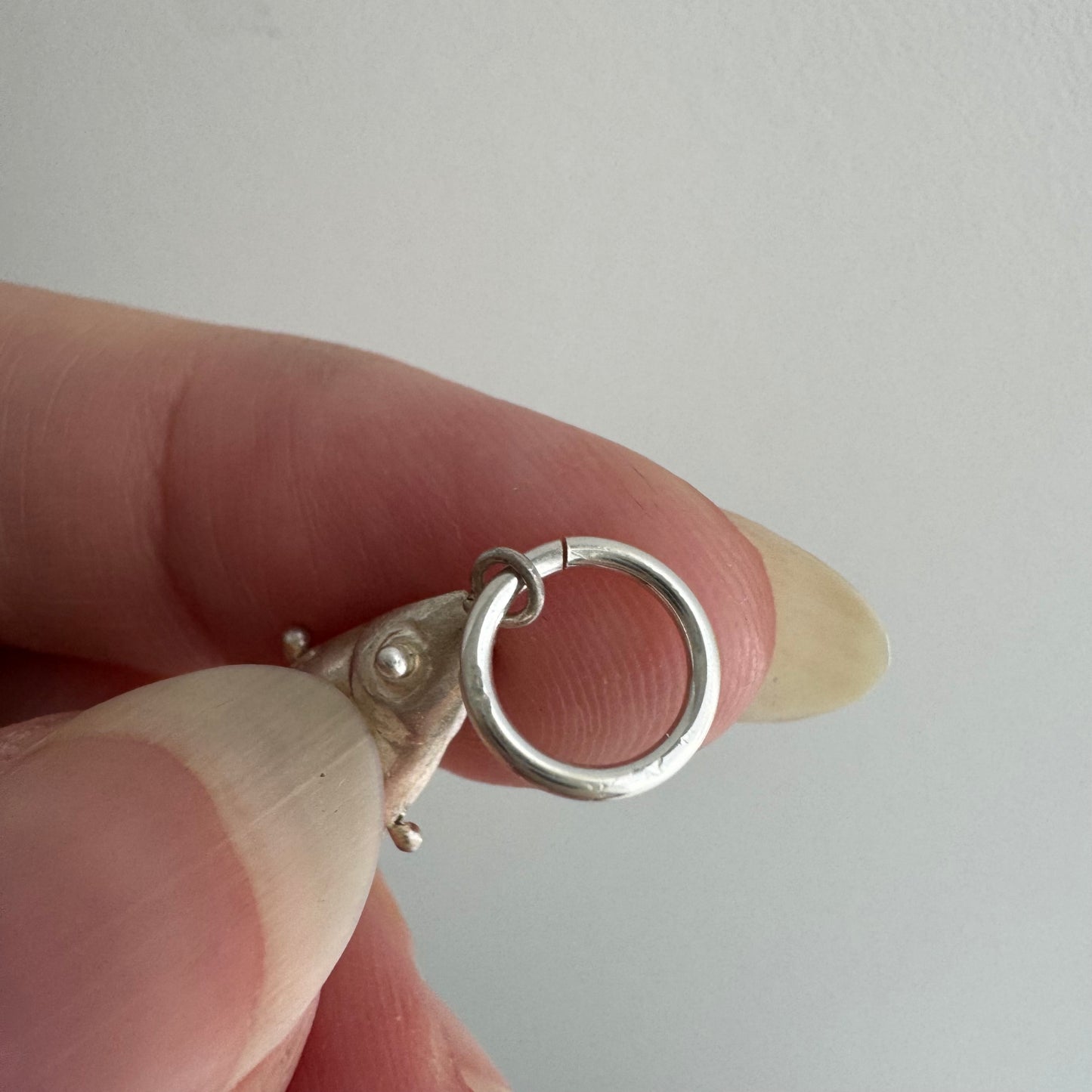 V I N T A G E // lucky catch / sterling silver articulated pair of wiggle fish pendants