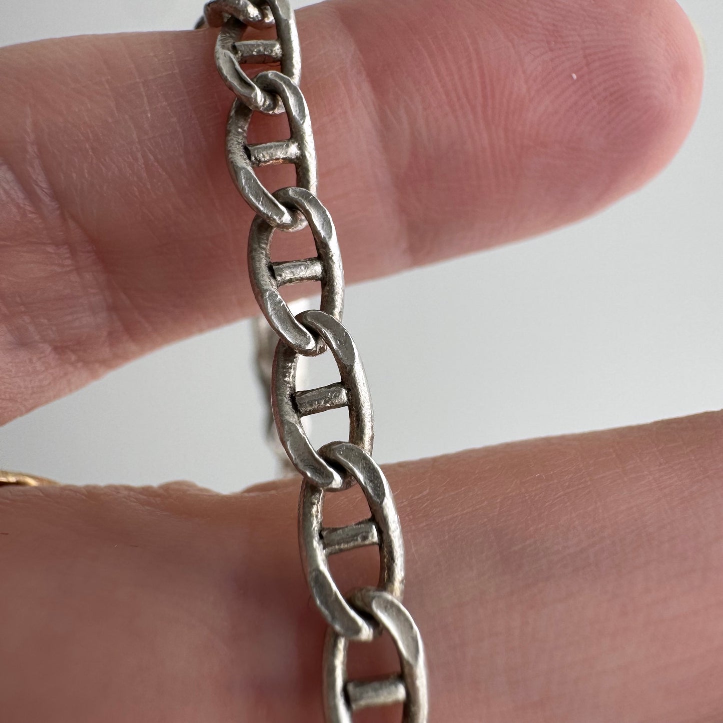 reimagined V I N T A G E // modern day watch chain / re-worked sterling flat mariner anchor link chain / 18.25", 13.4g