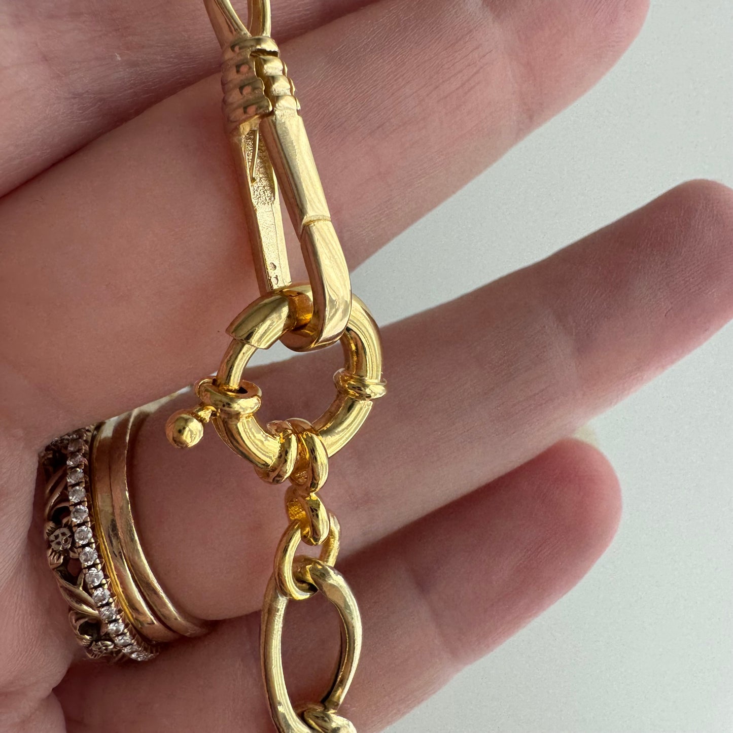 reimagined V I N T A G E // modern day watch chain / re-worked gold over sterling silver puffy figaro chain / 22", 17.5g