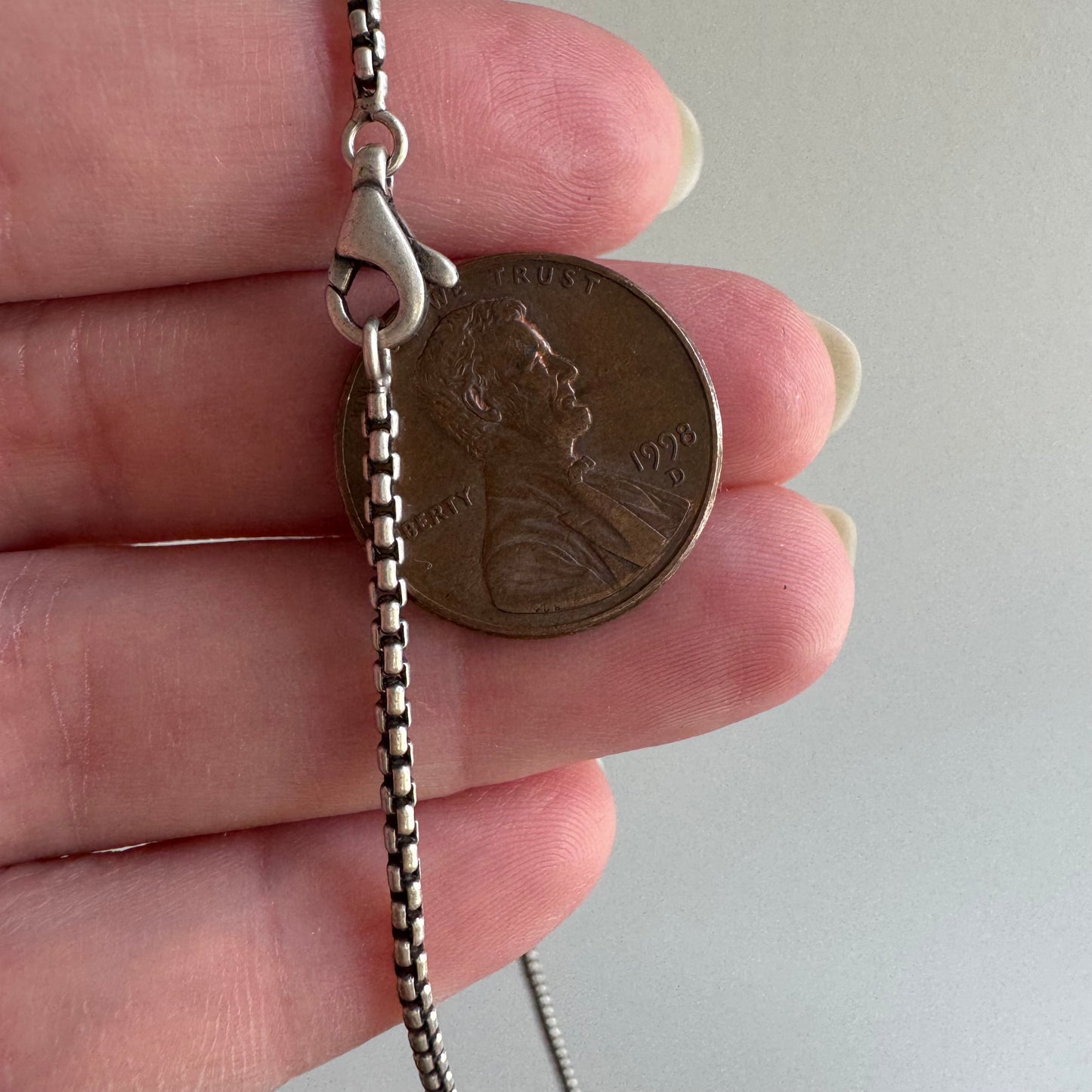 V I N T A G E // best box / sterling silver sturdy rounded box link chain necklace / 17", 6.2g