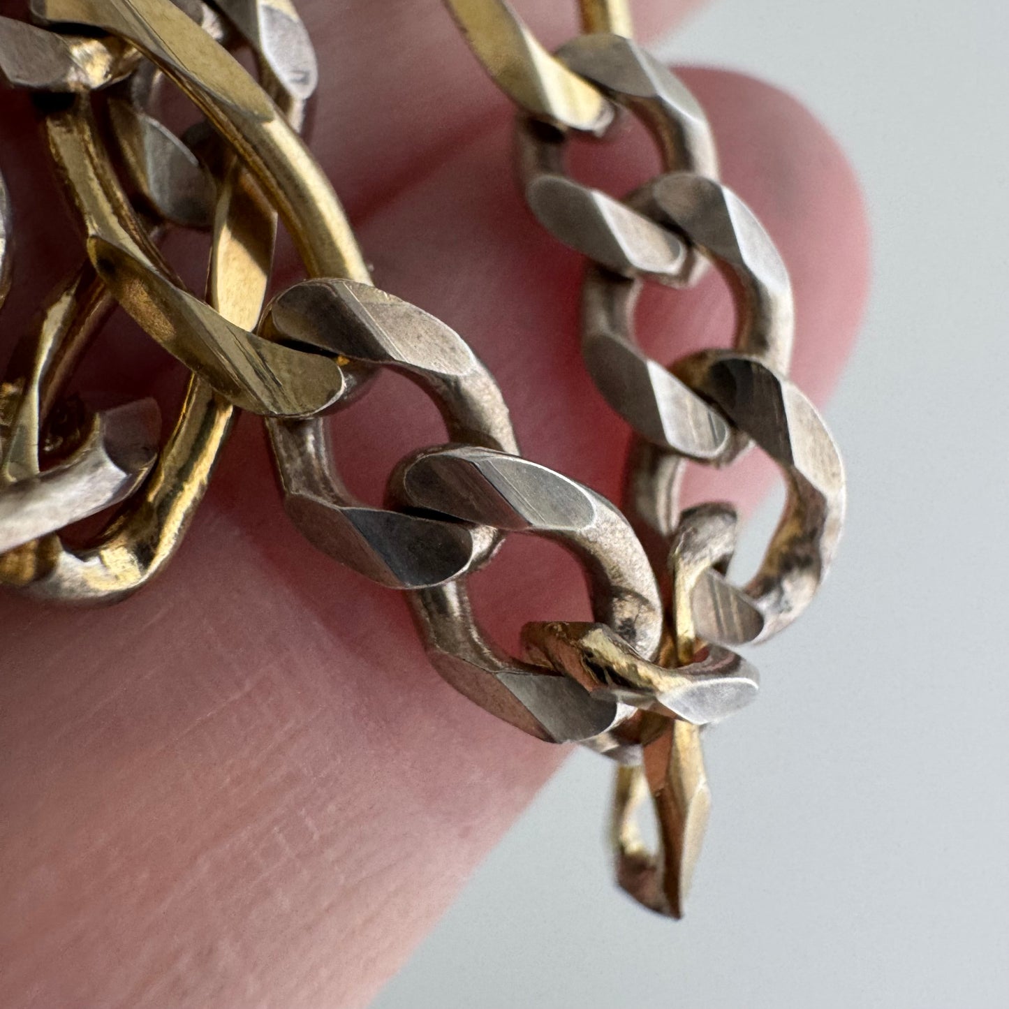 reimagined V I N T A G E // modern day watch chain / re-worked sterling two tone figaro chain / 16.5", 14.4g