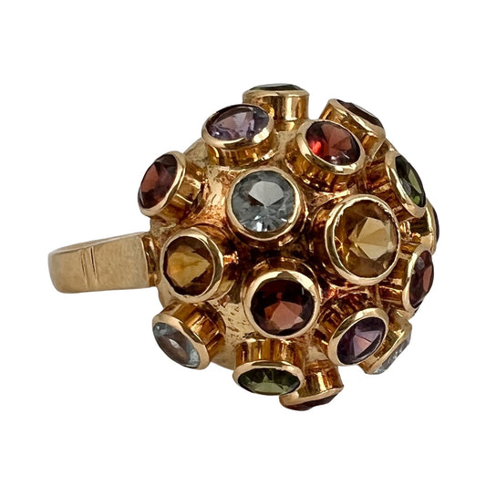 V I N T A G E // novel shapes / 18k Sputnik ring with semi precious stones and a citrine center stone // sizable - size 4.75