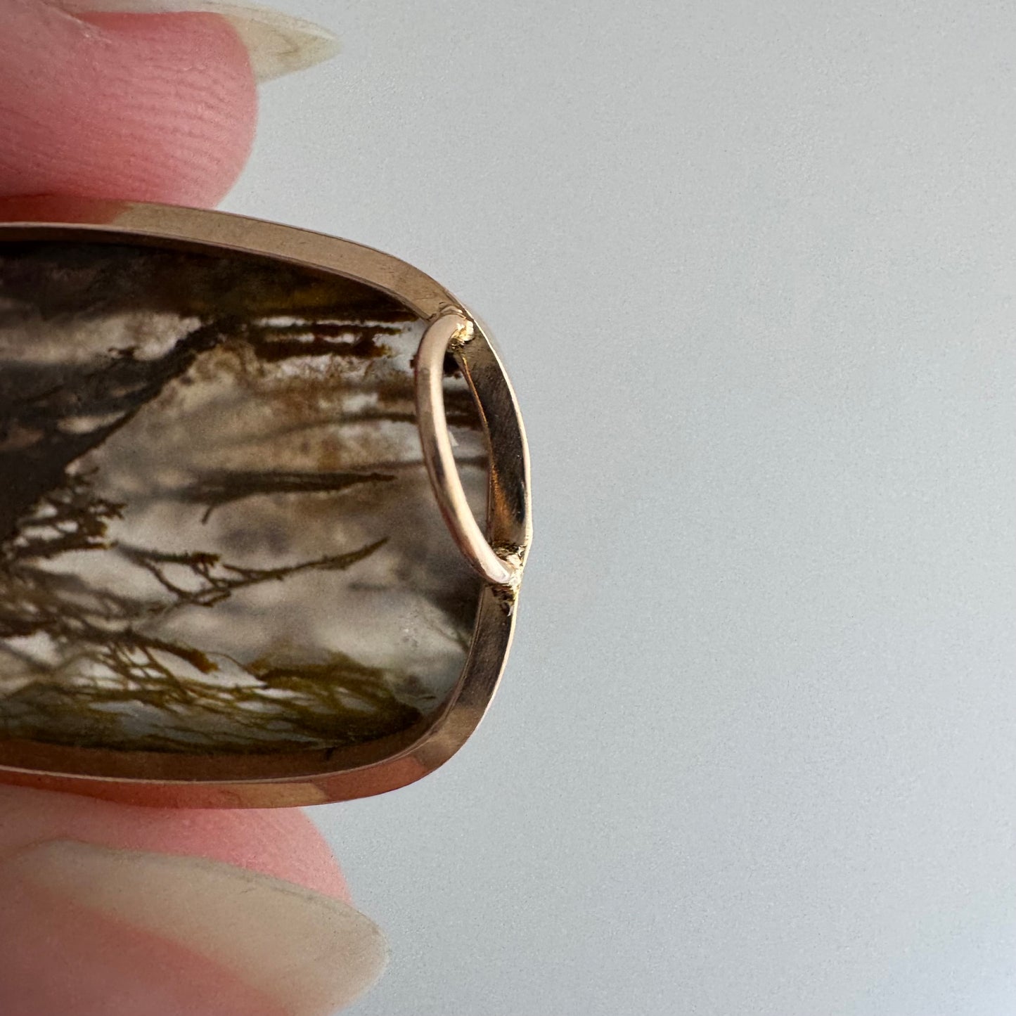 reimagined A N T I Q U E // stone or sea / 10k and agate east west pendant / a brooch conversion