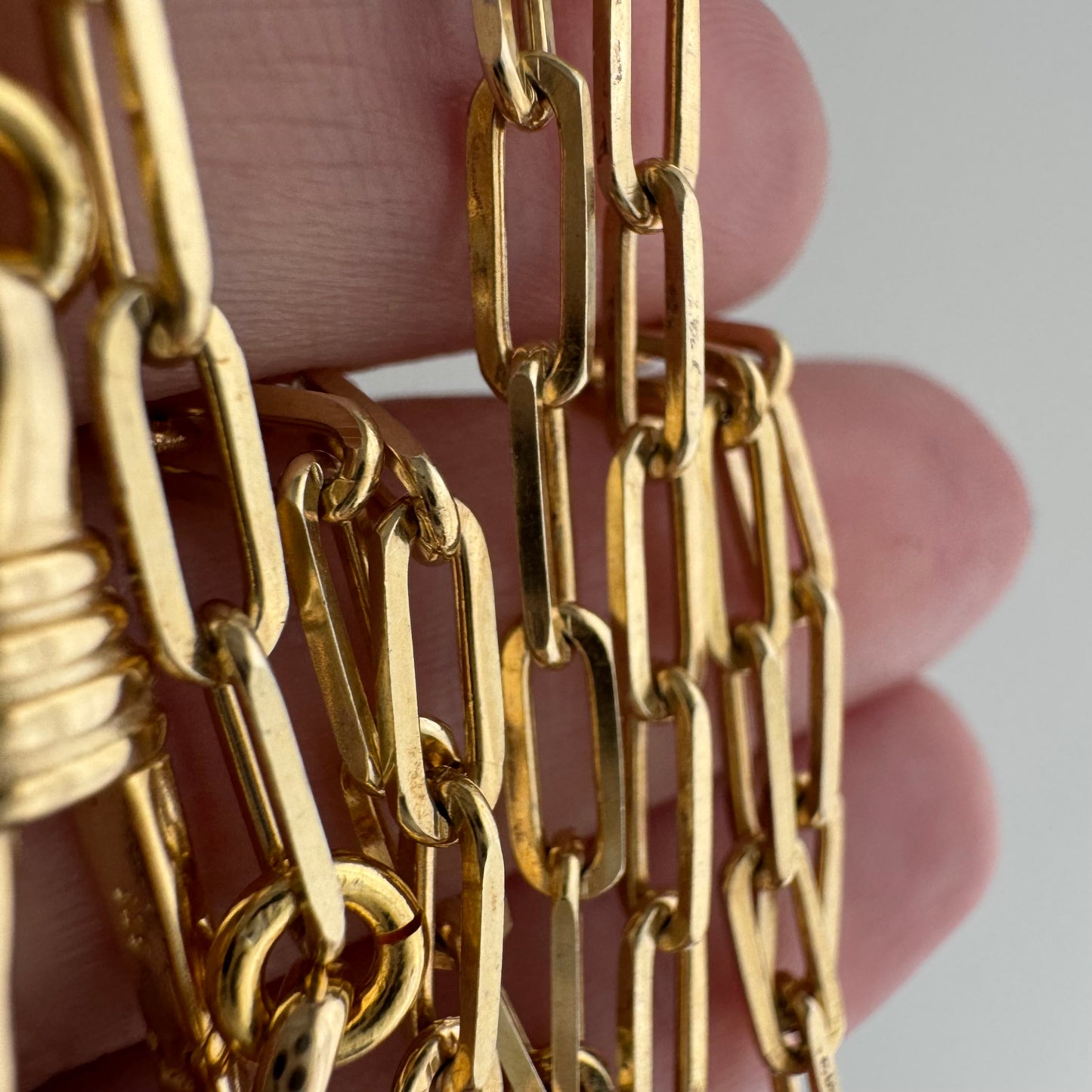 reimagined V I N T A G E // modern day watch chain / re-worked gold over sterling silver paperclip chain necklace / 16.5", 9.6g