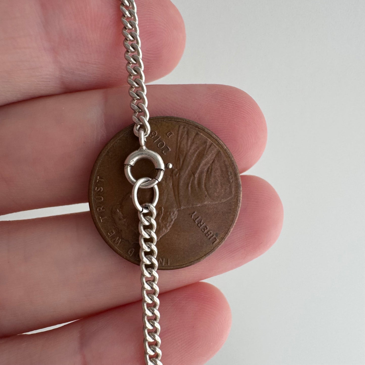 V I N T A G E // perfect flat curb / sterling silver curb chain necklace / 19.25", 6.3g