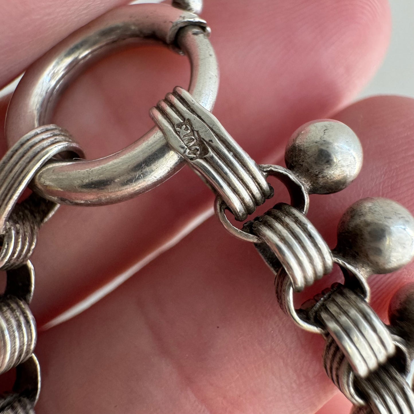 A N T I Q U E // all linked up / 800 silver victorian era book chain necklace with large removable clasp / 18.25", 25.4g