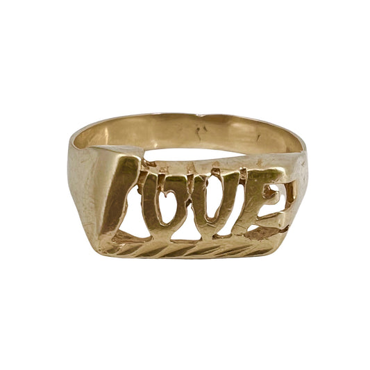V I N T A G E // wearable LOVE / 14k yellow gold LOVE word ring / size 6.25