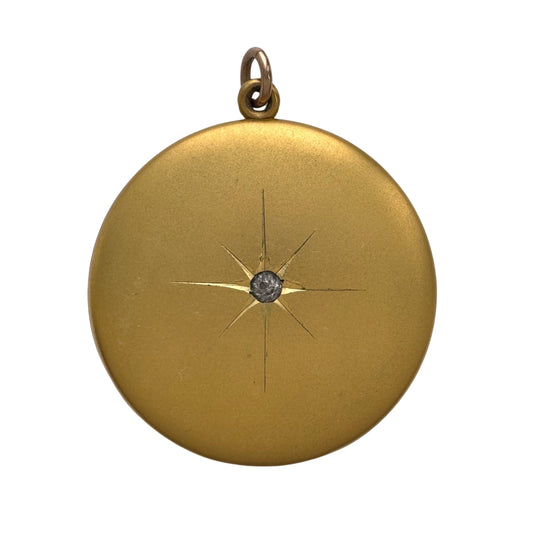 V I N T A G E // star light star bright / large gold filled starburst locket / a pendant