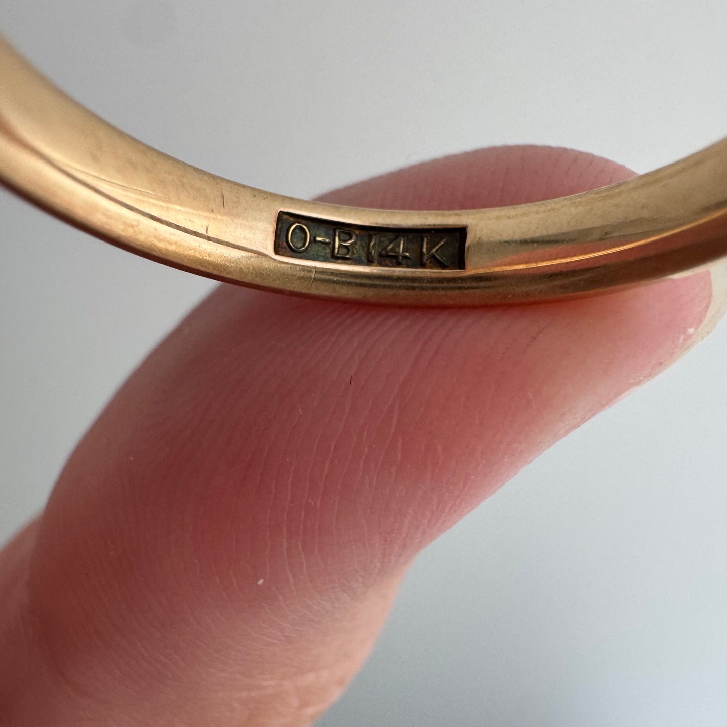 reimagined A N T I Q U E // star story / 14k slightly rosy Ostby Barton comfort fit donut band with five new star-set diamonds / size 8