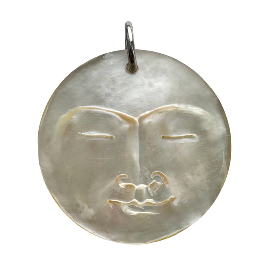 V I N T A G E // 1970s moon / carved mother of pearl moon with sterling silver bail / a pendant