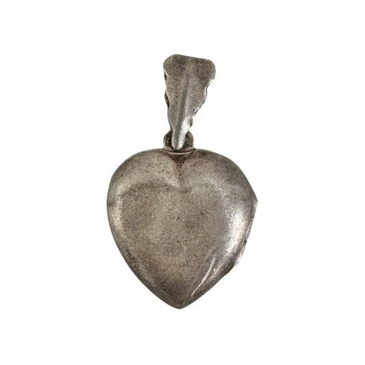 V I N T A G E // well loved heart / sterling silver slightly puffy heart locket / a pendant