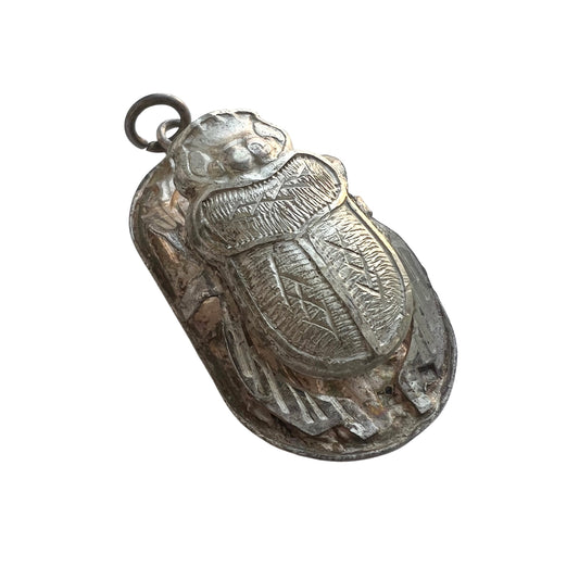 V I N T A G E // significant symbols / sterling silver scarab / large pendant