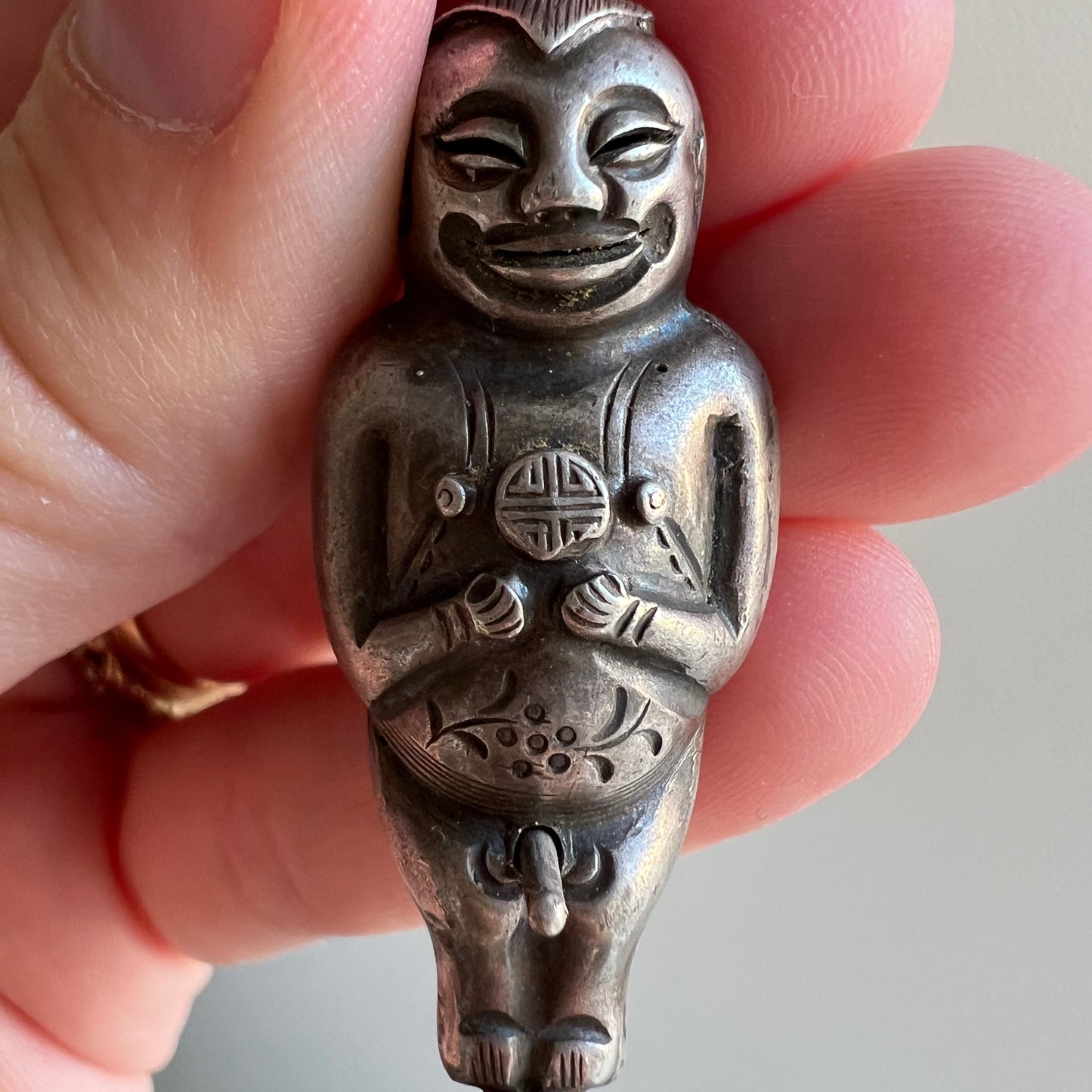 A N T I Q U E // dynamic fellow / Qing dynasty silver fertility figure / a pendant