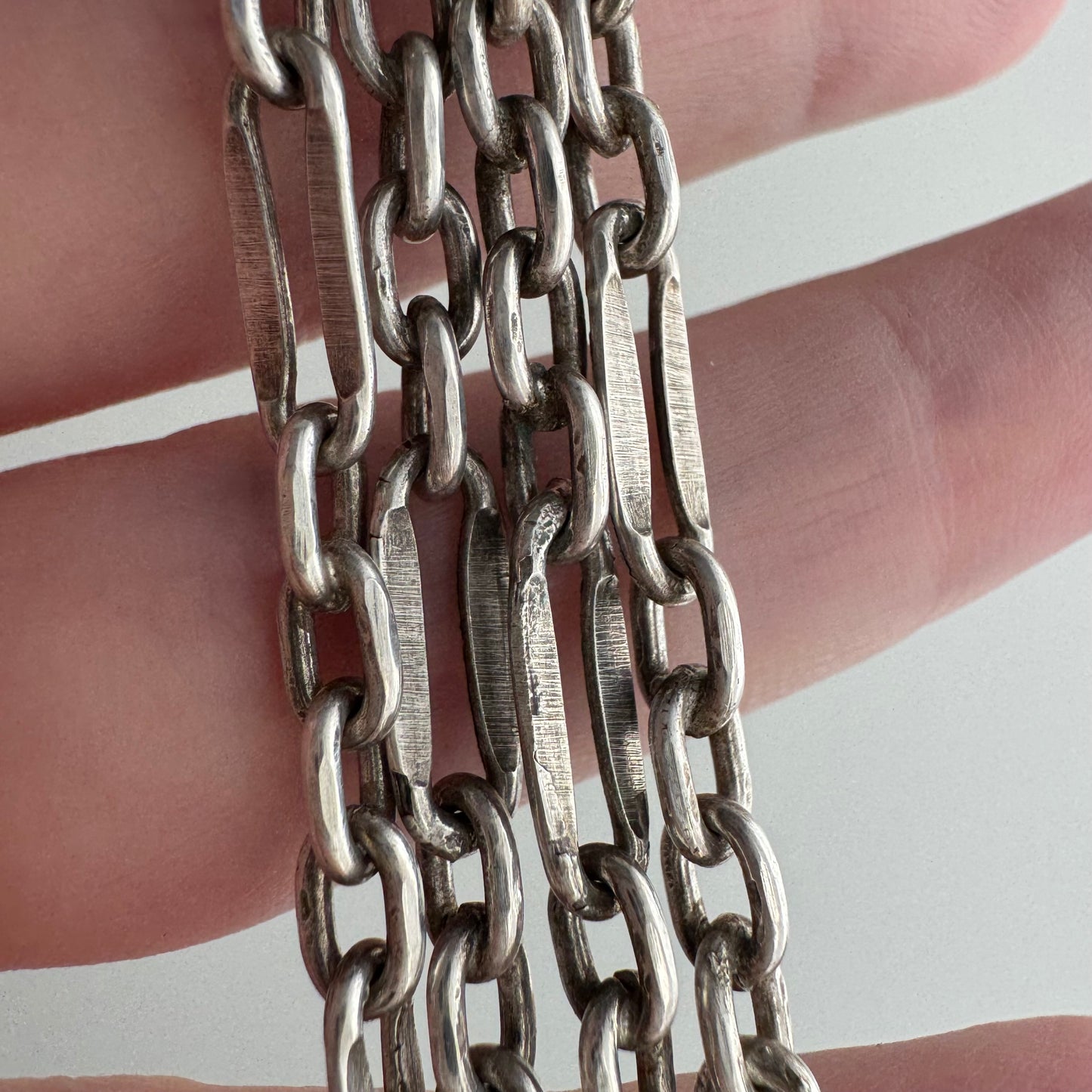 reimagined V I N T A G E // modern day watch chain / re-worked sterling silver trombone chain necklace / 16.25", 13g