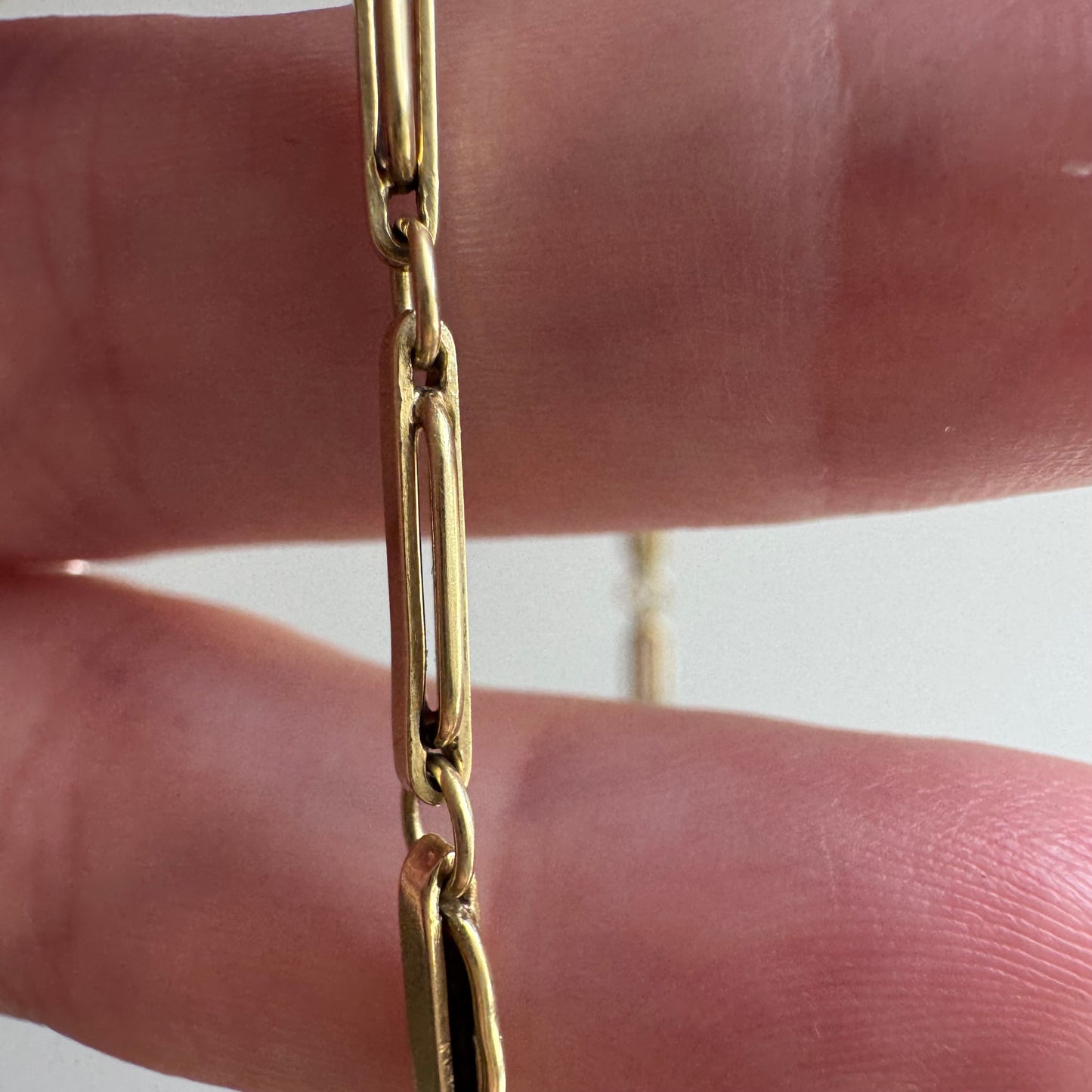 A N T I Q U E // blue hue / 14k yellow gold flat fancy link pocket watch chain / 13.5", 9.1g