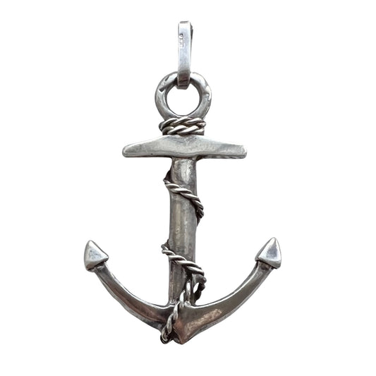 V I N T A G E // weight when you want it / Italian sterling silver roped anchor / a large heavy pendant