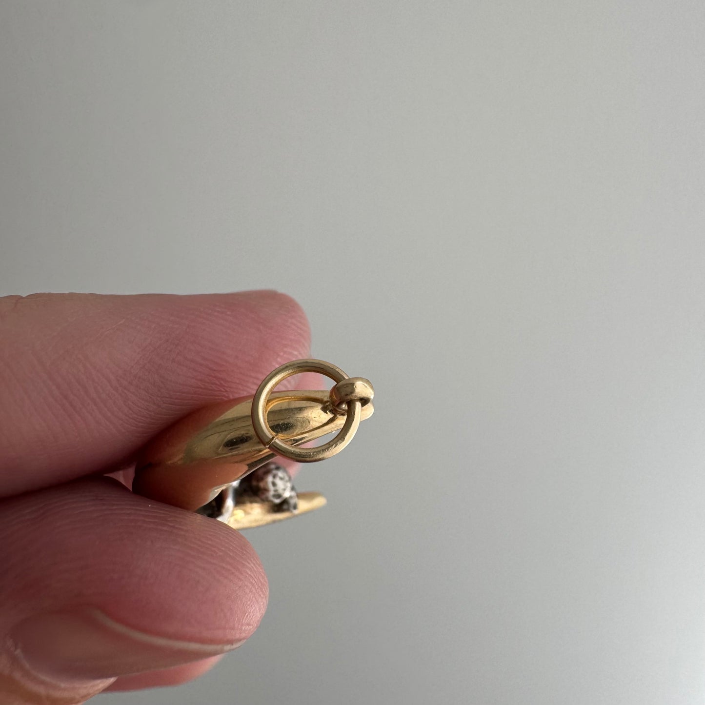 V I N T A G E // celestial perspectives / 14k and sterling silver crescent moon face and angel / a pendant