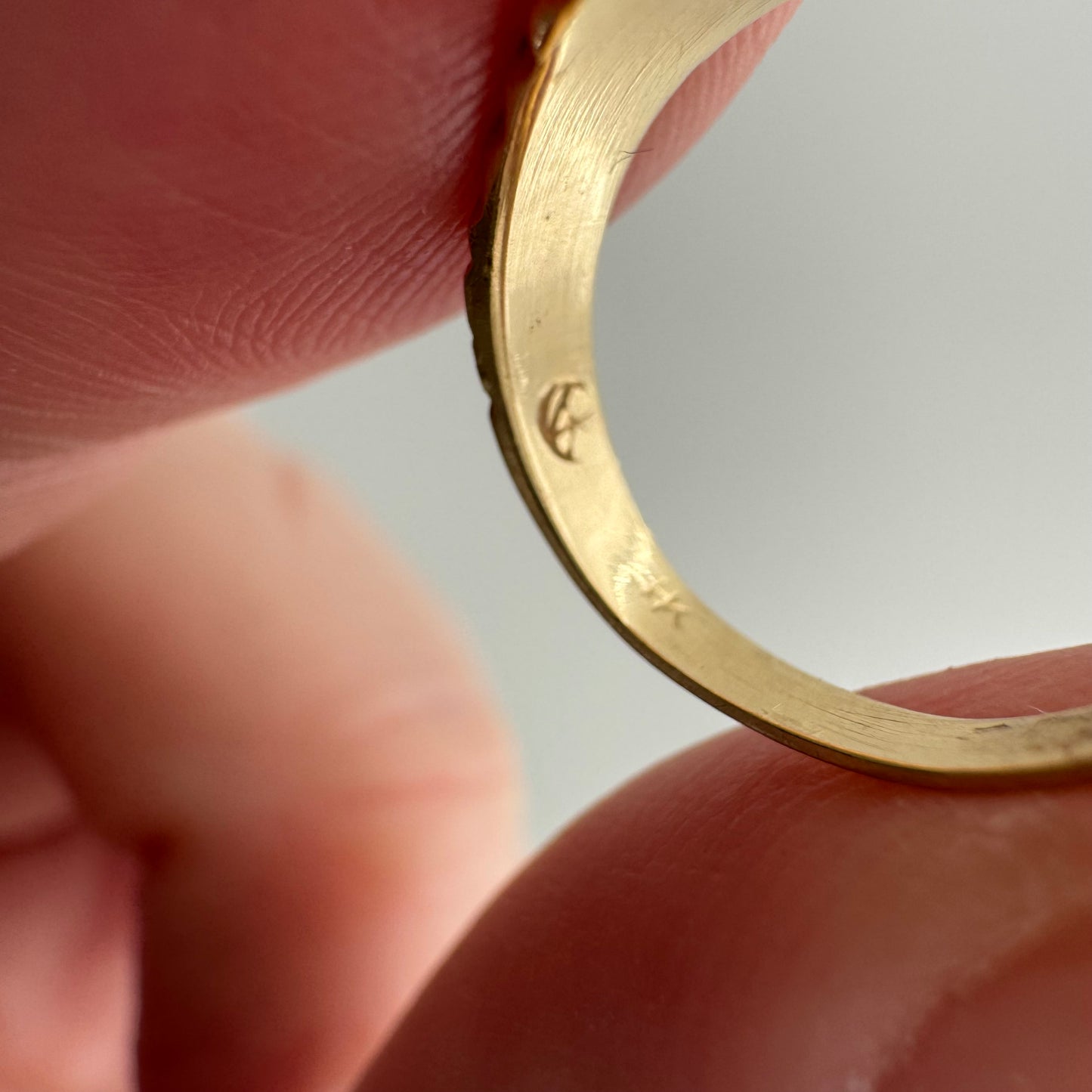 V I N T A G E // "EBG" OR "EBC" / 14k yellow gold tiny signet / baby child midi pinky ring / size 1.25-1.5