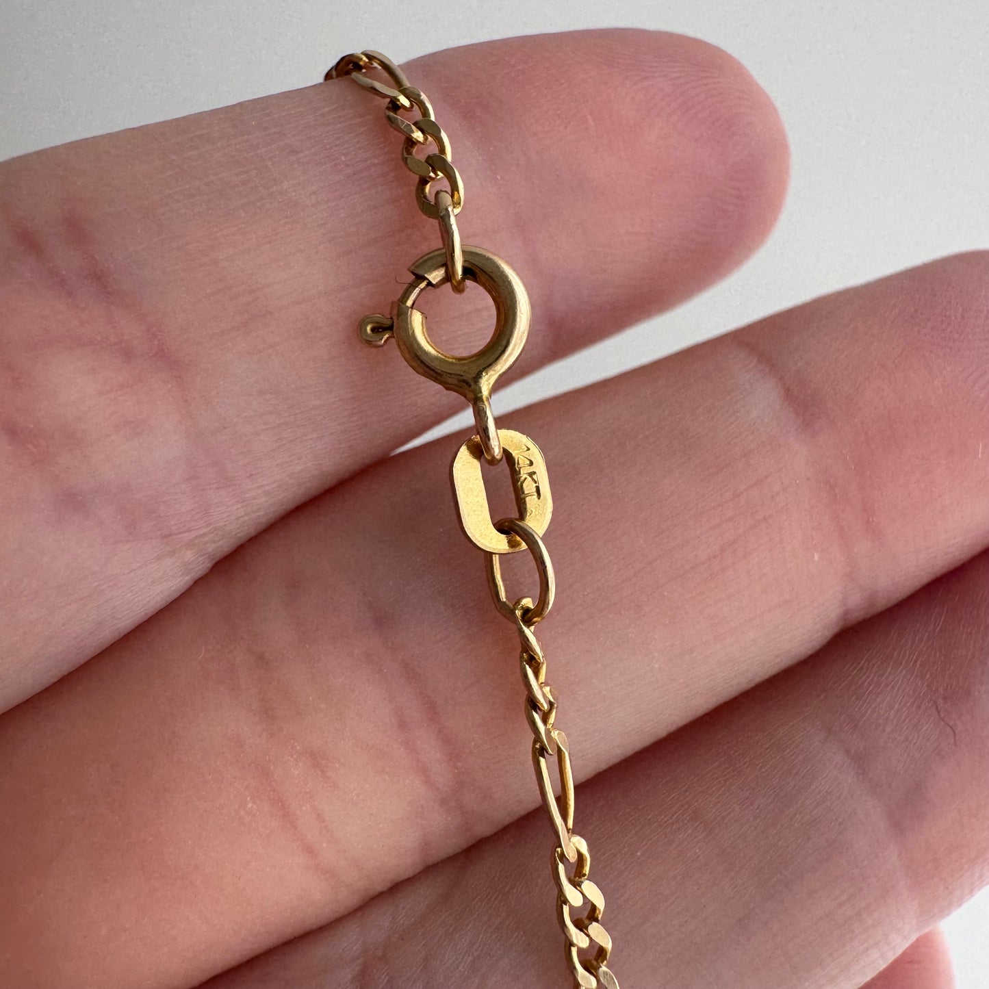 V I N T A G E // everyday figaro / 14k yellow gold figaro chain necklace / 16", 3g