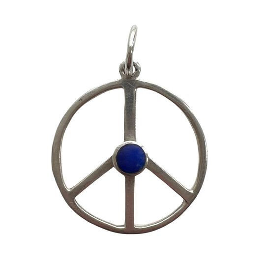 V I N T A G E // what we need right now / sterling silver and lapis peace sign / a pendant