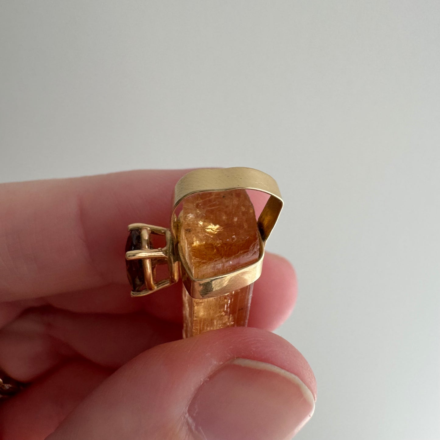 V I N T A G E // crystal magic / 14k with citrine crystal point and green brown bicolor tourmaline / a pendant