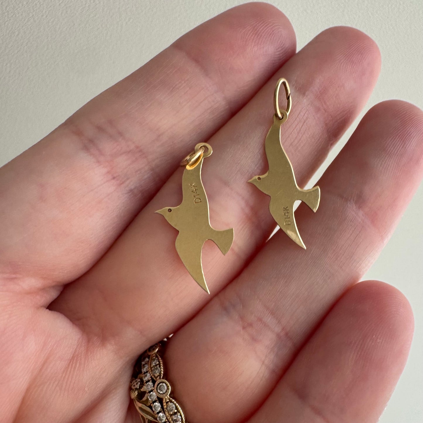 V I N T A G E // soaring above / thin and dainty 14k birds / charms or pendants