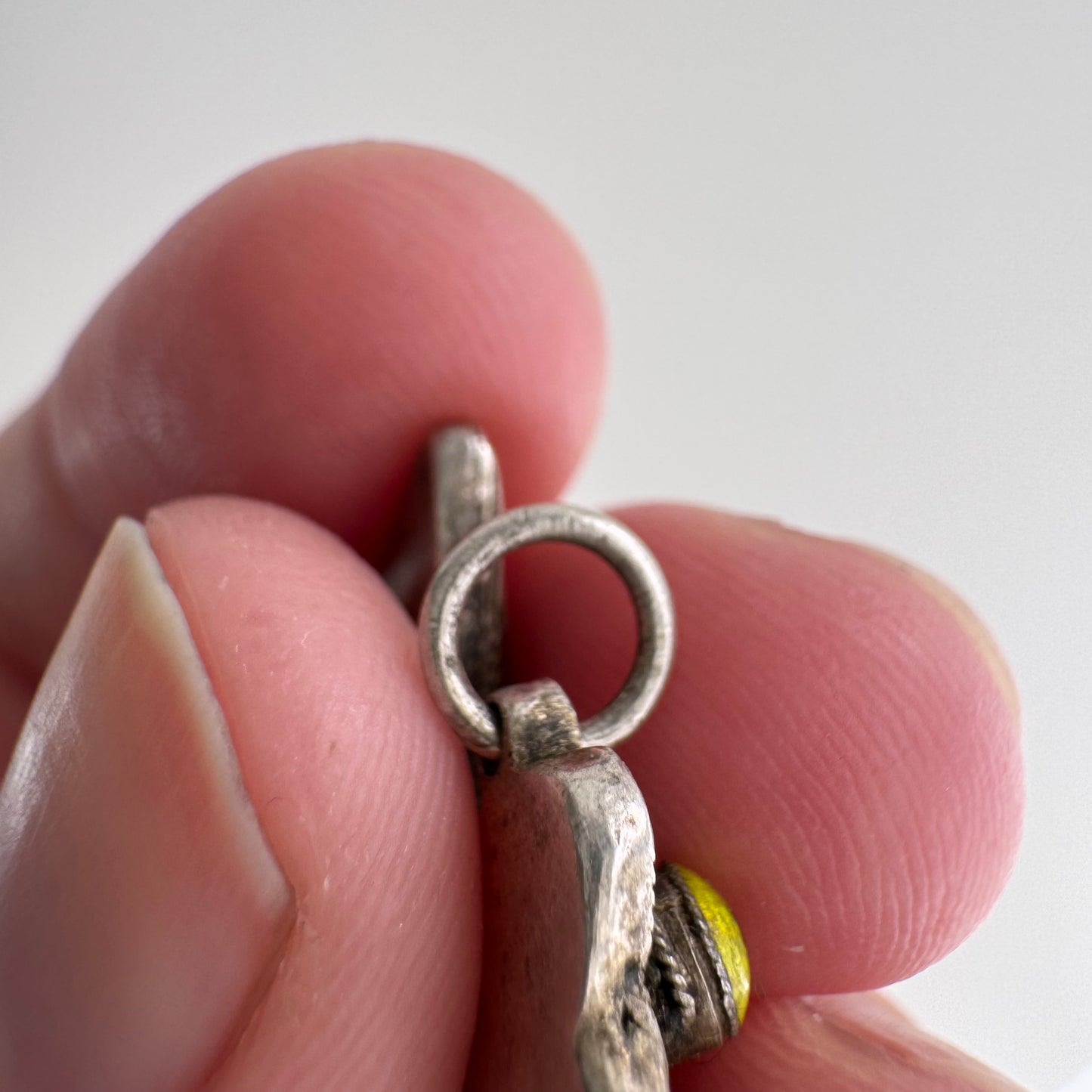 V I N T A G E // prized eggs / Chinese silver chicken pendant with enameled eggs / a pendant