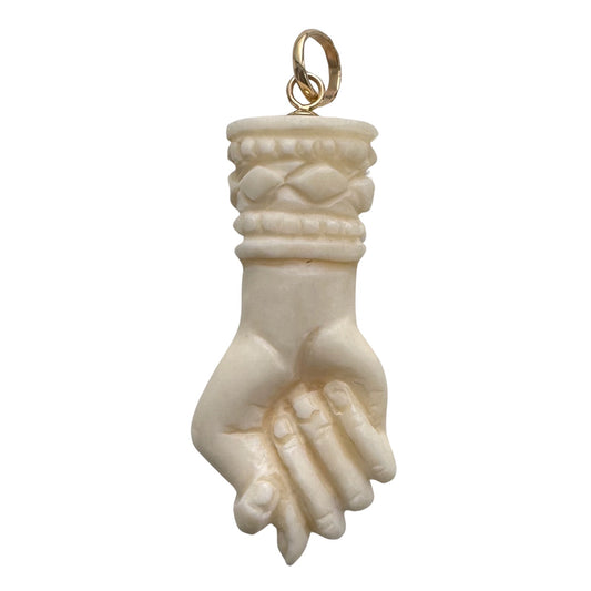 V I N T A G E // jumbo size figa / 14k and carved bone figa / a pendant
