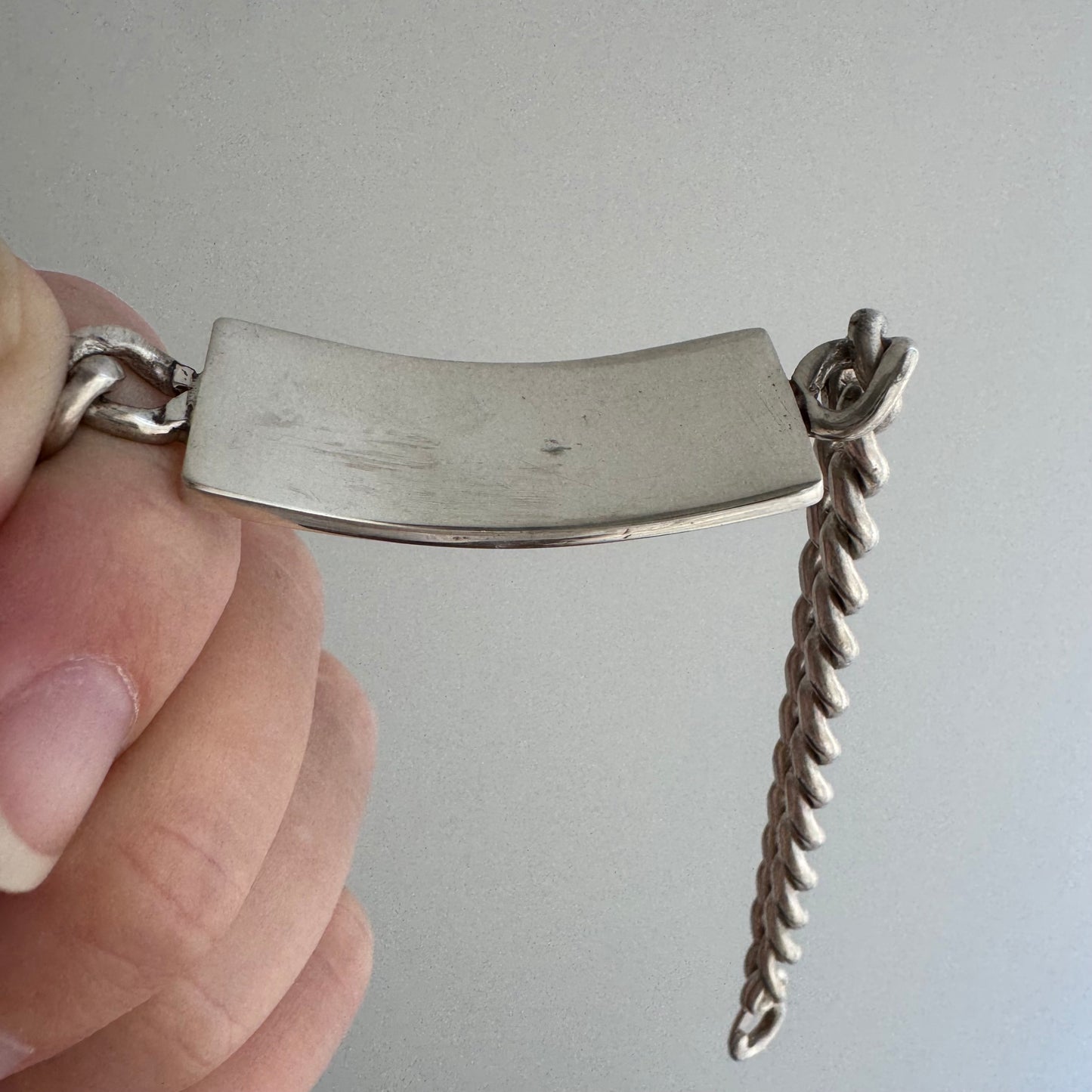 V I N T A G E // timeless ID / sterling silver 1940s curb chain ID bracelet with sister clasp / ~7.25", 30g