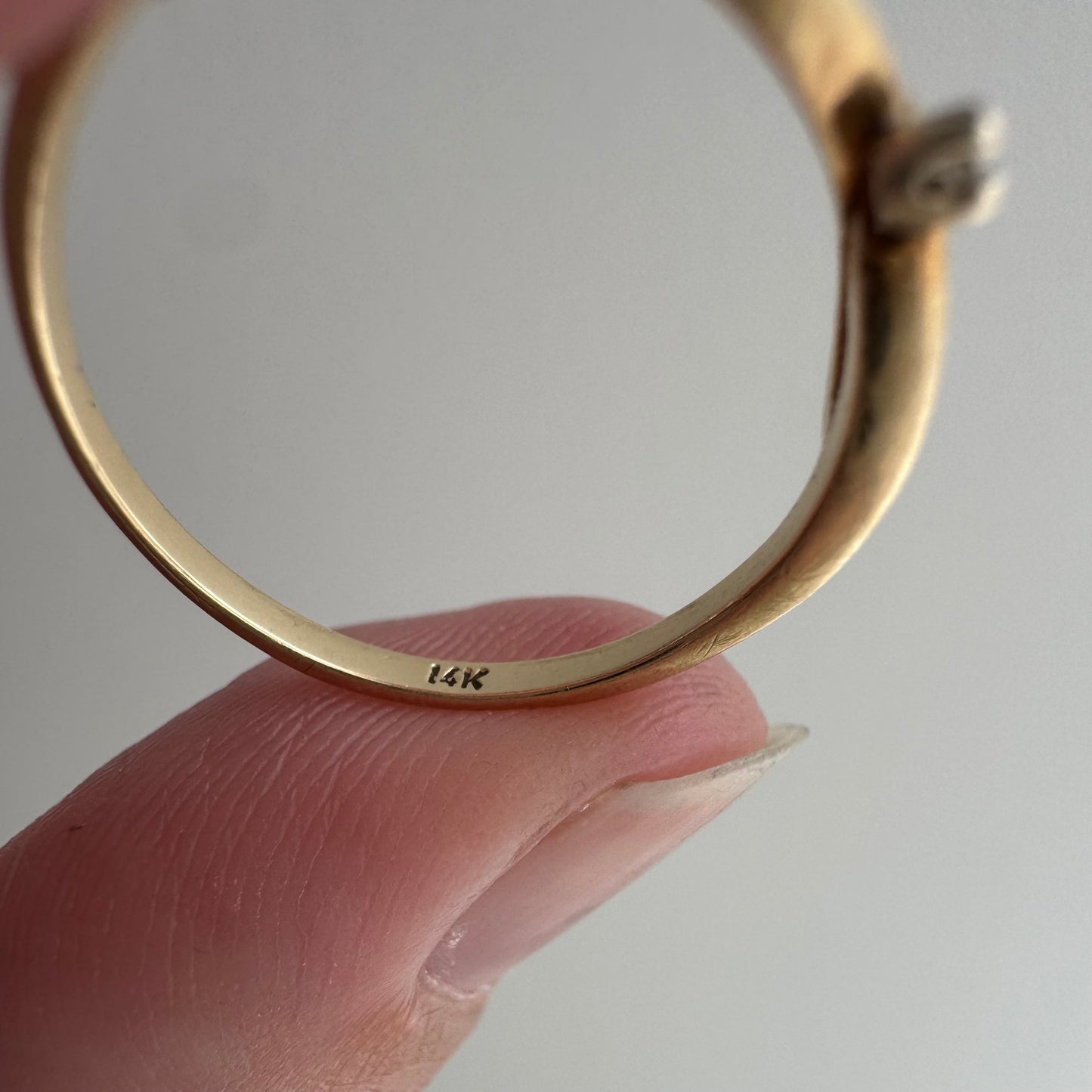 V I N T A G E // snake-like stacker / 14k and diamond stacking band / size 6.25+