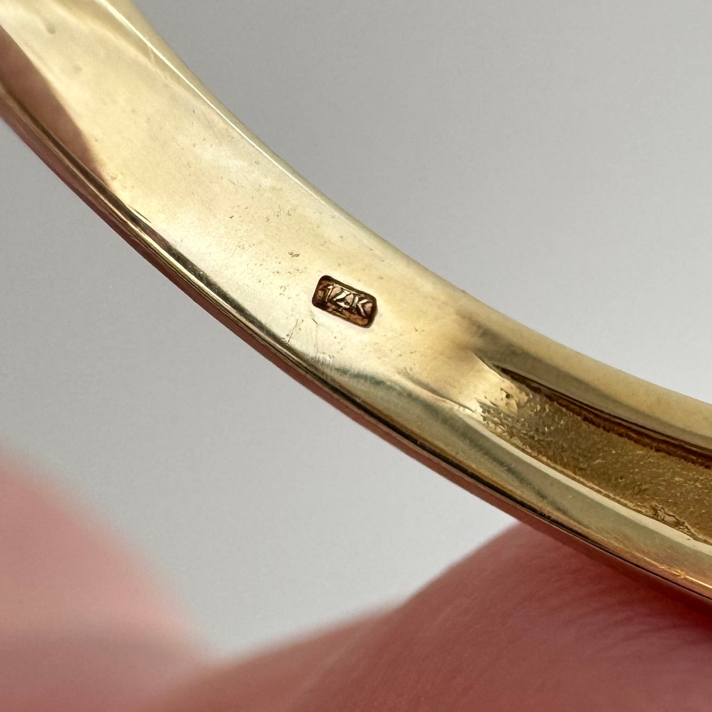 P R E - L O V E D // shape play / 14k yellow gold and rhodolite garnet pipe cut domed stacking ring / size 7.75