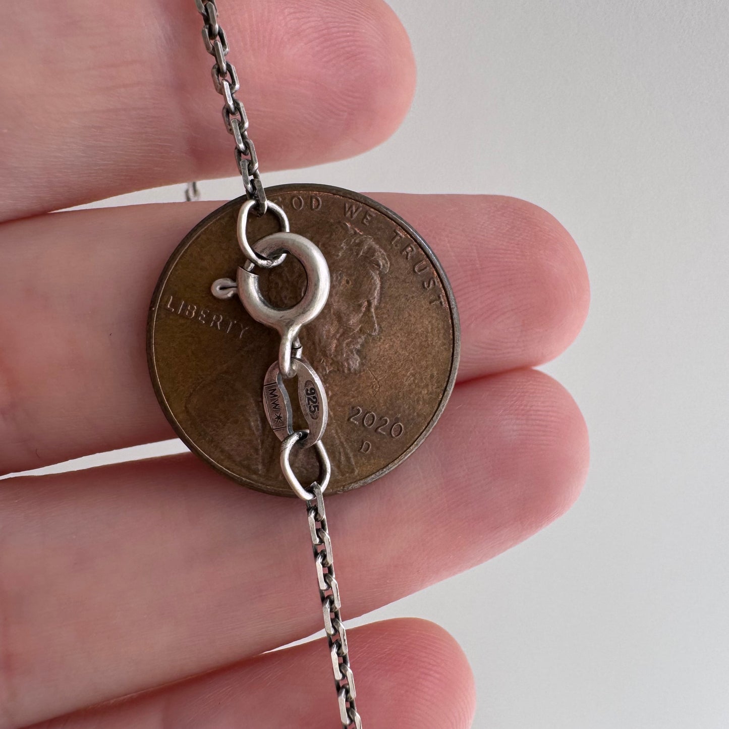 V I N T A G E // dainty biker / sterling silver dainty sturdy biker link chain / 19.75", 2.9g