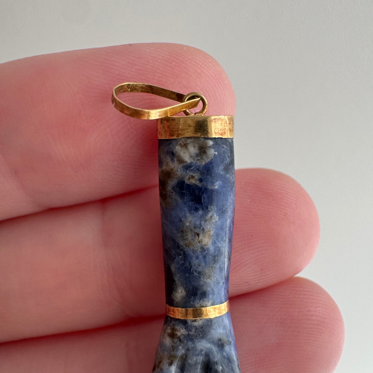 V I N T A G E // intuitive figa / 18k and sodalite blue stone figa fist / a pendant