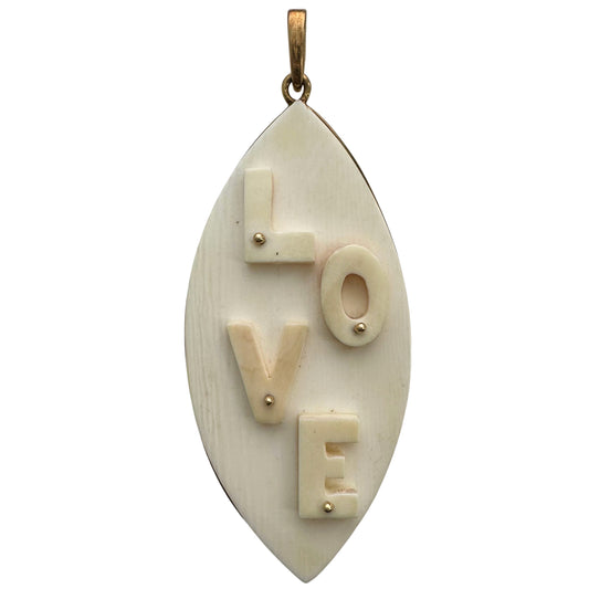 V I N T A G E // oversized LOVE / 1970s 14k and bone humongous LOVE / a giant pendant