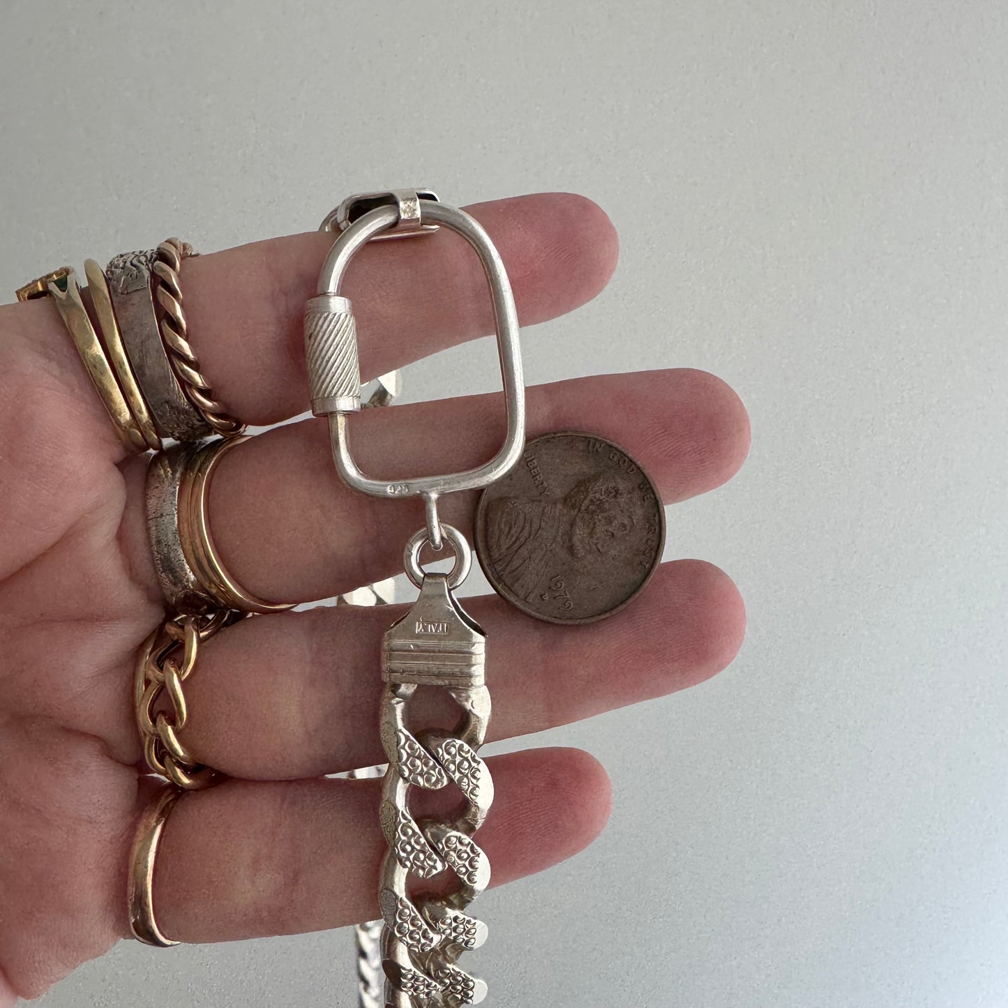 reimagined V I N T A G E // carabiner clasp / re-worked sterling silver chunky heavy double sided cuban curb chain / 23.75", 110g!!