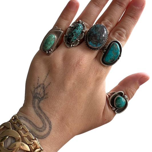 V I N T A G E // sterling silver rings by style and price / artist made turquoise rings / $88 each