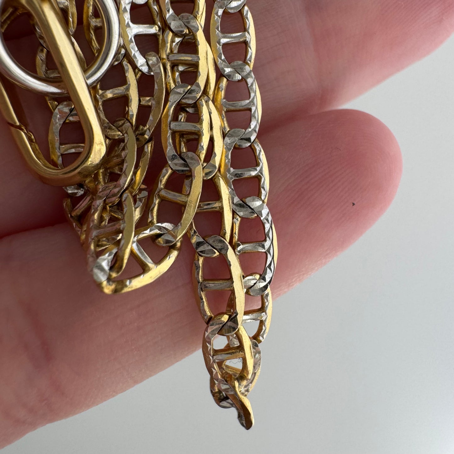 reimagined V I N T A G E // modern watch chain / gold over sterling silver flat mariner chain necklace with carabiner clasp / 20", 7.3g