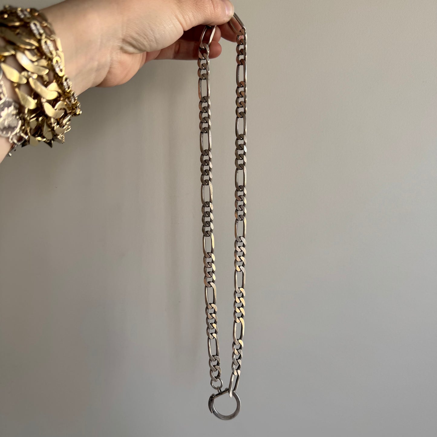 reimagined V I N T A G E // connected possibilities / sterling silver heavy figaro chain with connector clasp / 21", 52g