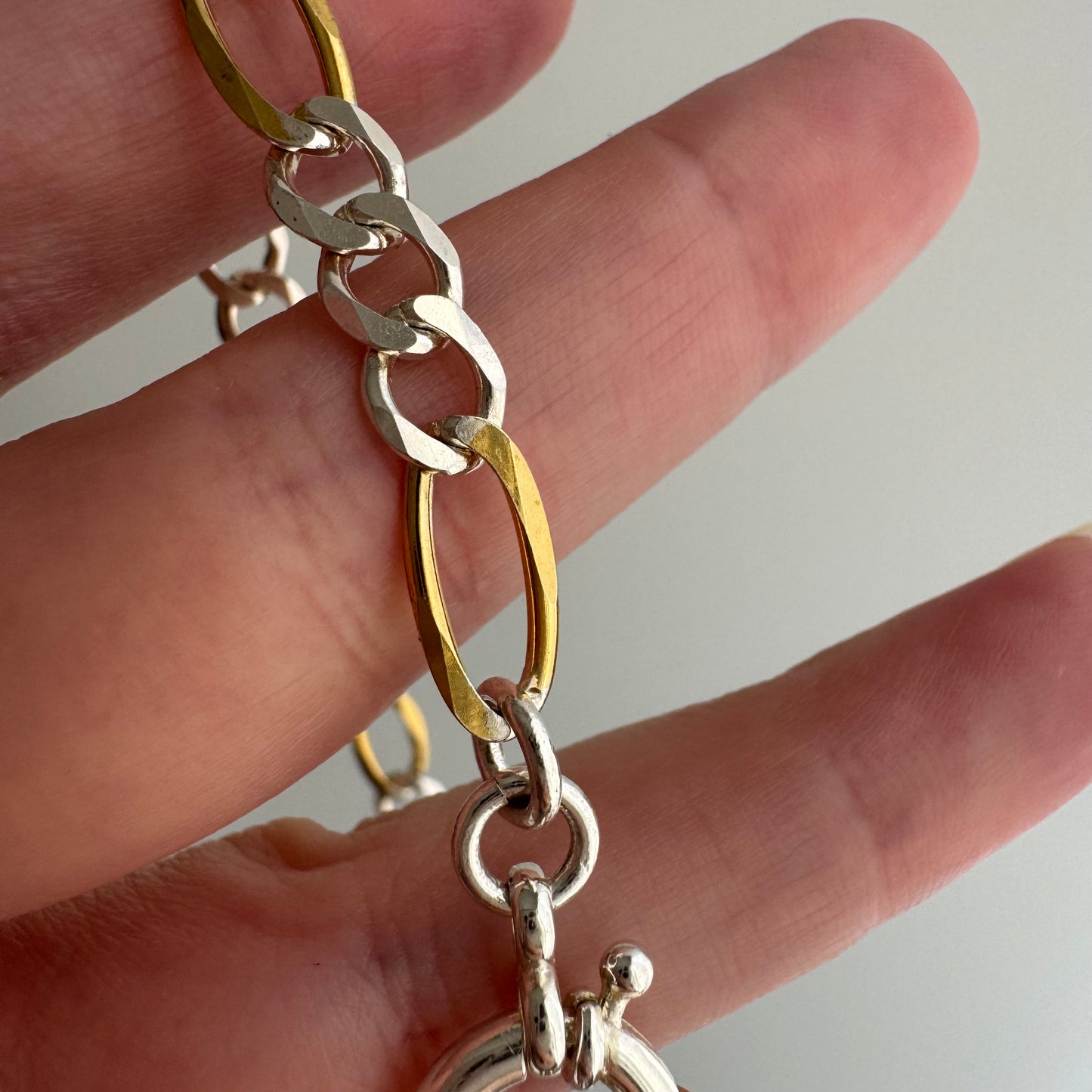 reimagined V I N T A G E // modern day watch chain / re-worked sterling two tone figaro chain / 15.25", 13.5g