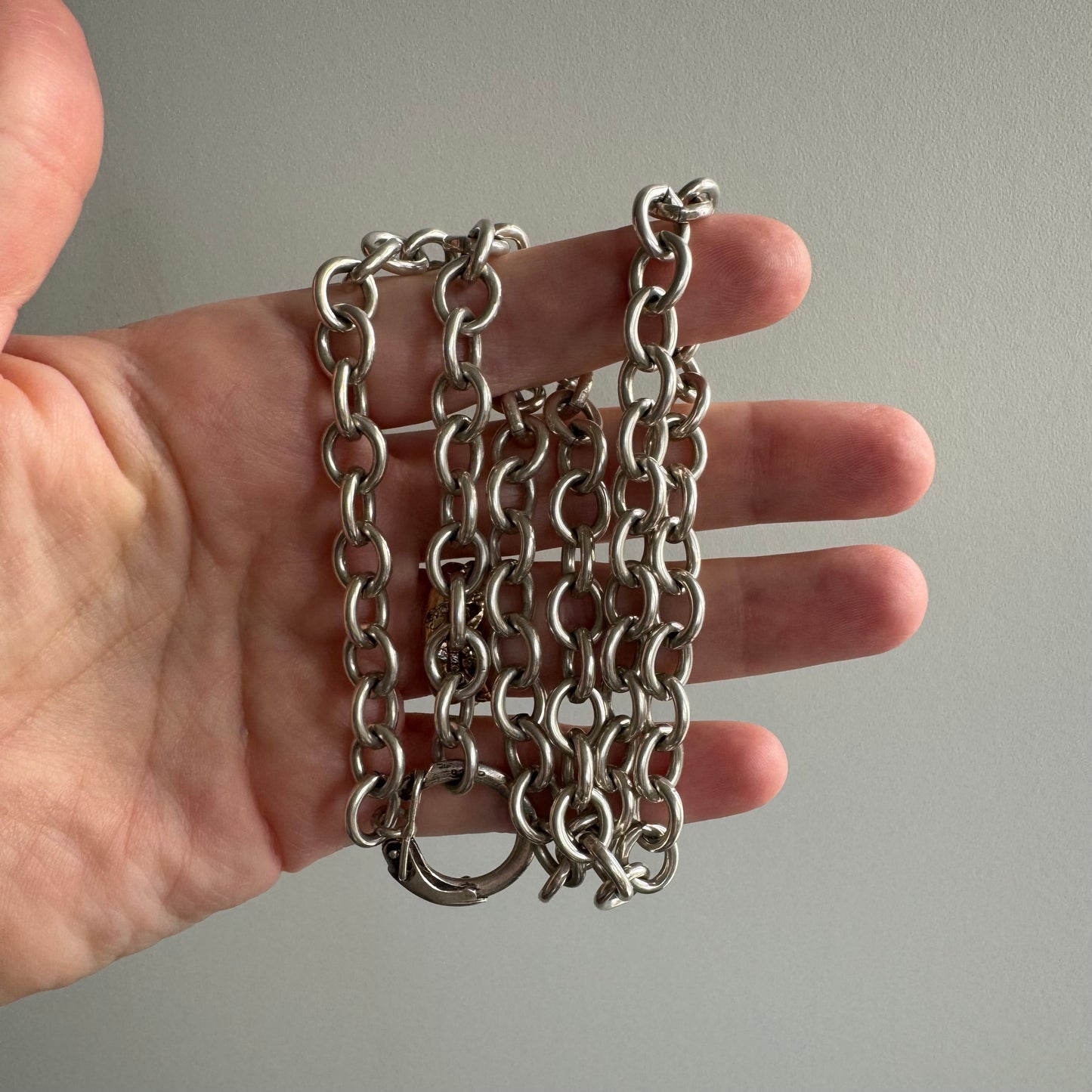 reimagined V I N T A G E // connected possibilities / sterling silver chunky cable chain with connector clasp / 21.5", 53g