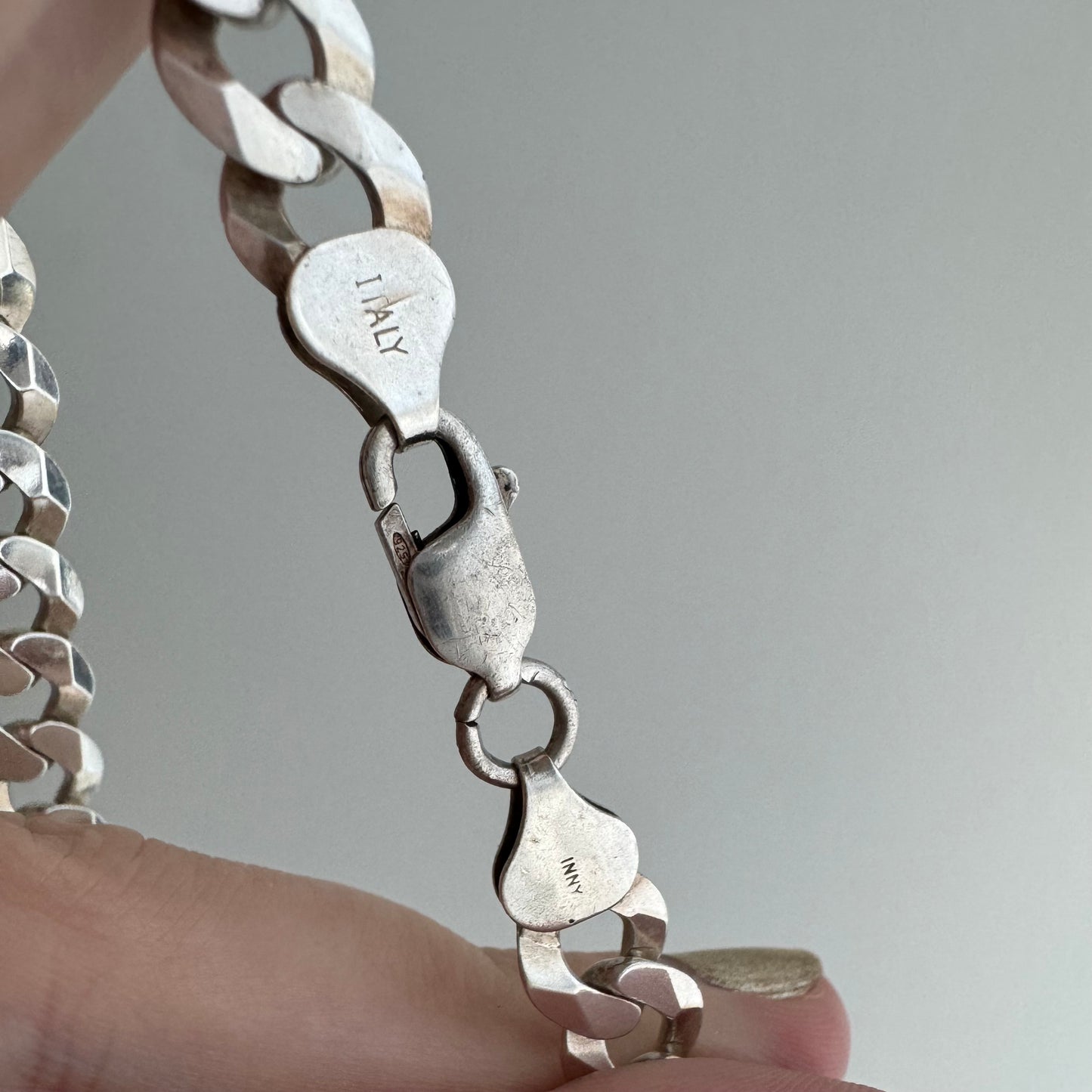 V I N T A G E // perfect chunky curb / sterling silver flat miami cuban curb style link chain necklace / 22", 34.2g