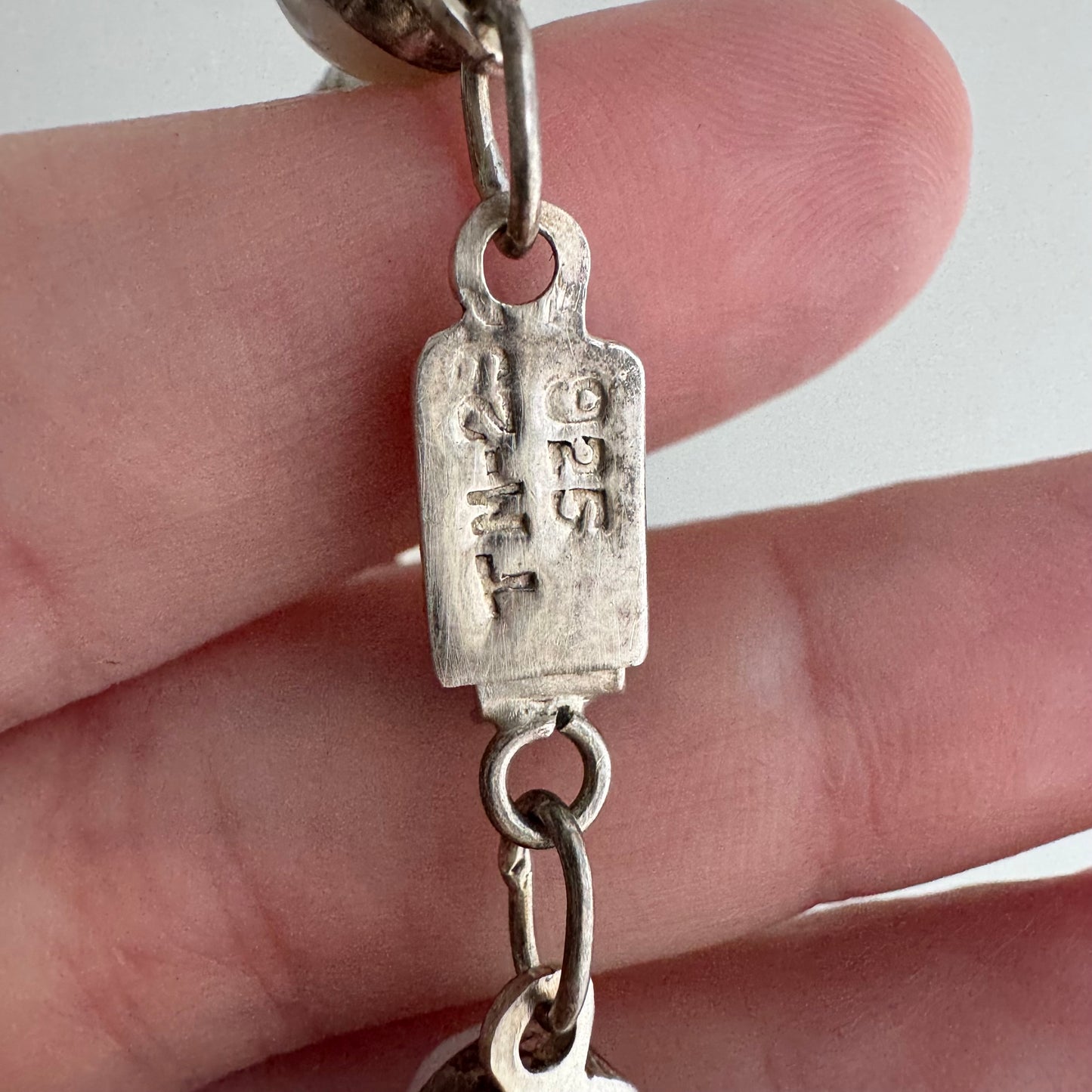 V I N T A G E // pearly links / sterling silver fresh water pearl link bracelet / 7.25", 10.4g