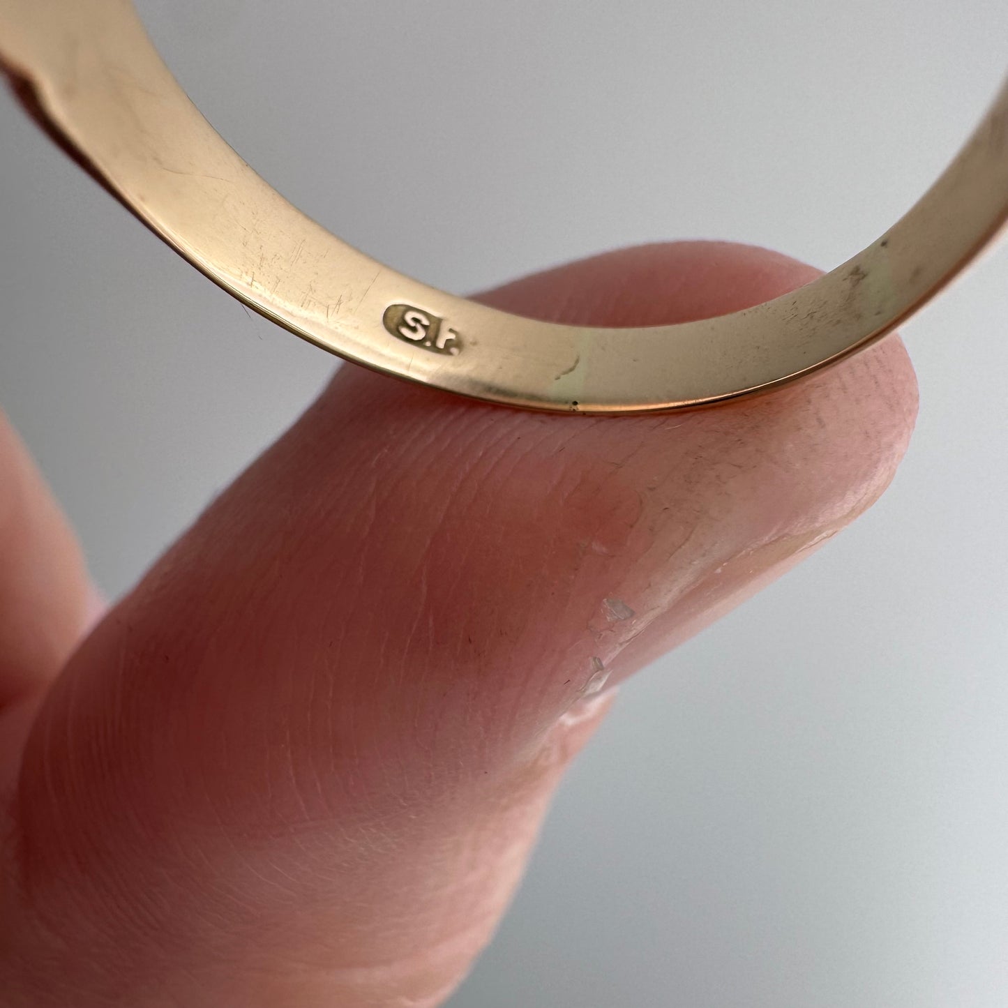 A N T I Q U E // starry trilogy / 9k and diamond edwardian era fancy wide tapered band / size 6