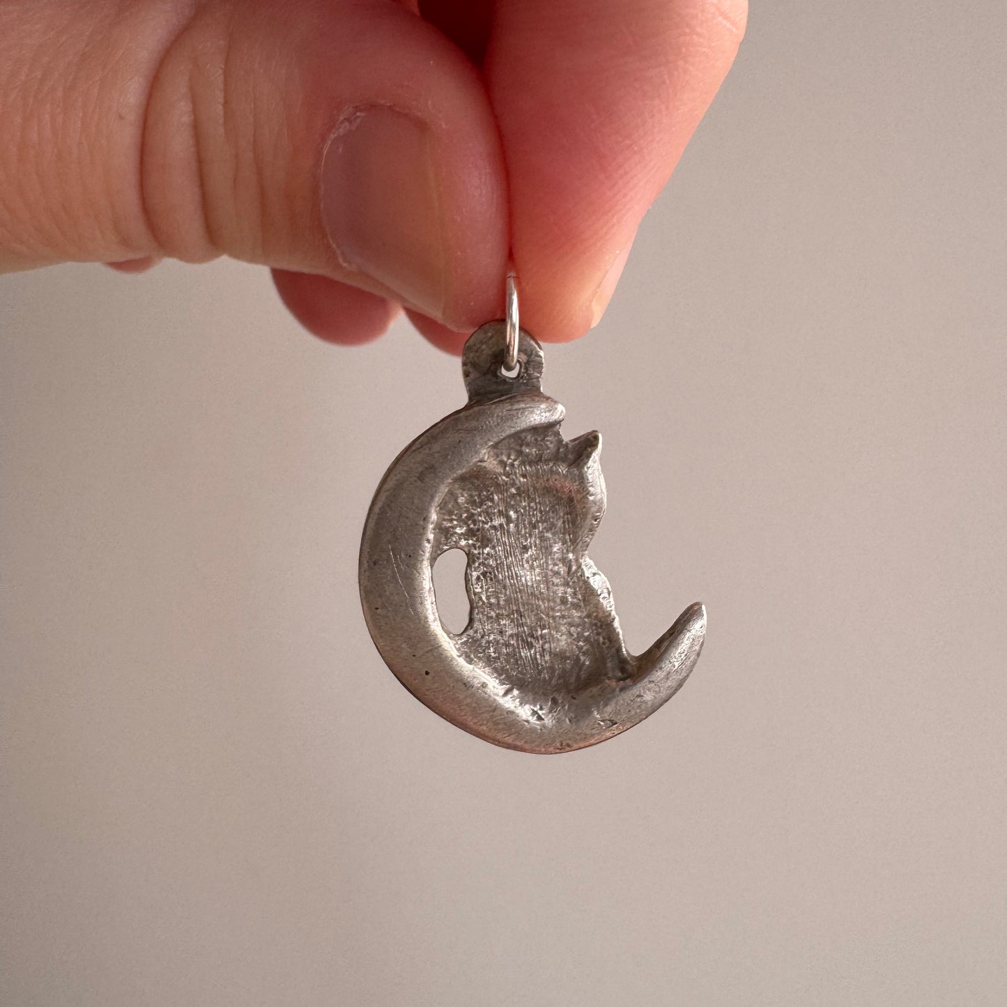 RESERVED V I N T A G E // owl moon / sterling silver artisan crescent moon and owl / a pendant