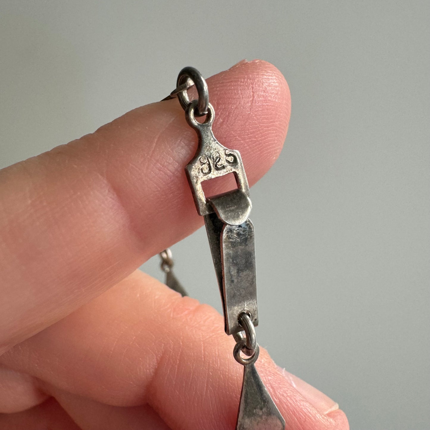 RESERVED V I N T A G E // string of diamonds / sterling silver diamond shape flat link chain necklace / 26.5", 10g