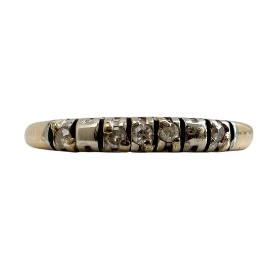 V I N T A G E // five stone stacker / 10k gold and diamond ring / size 6.25
