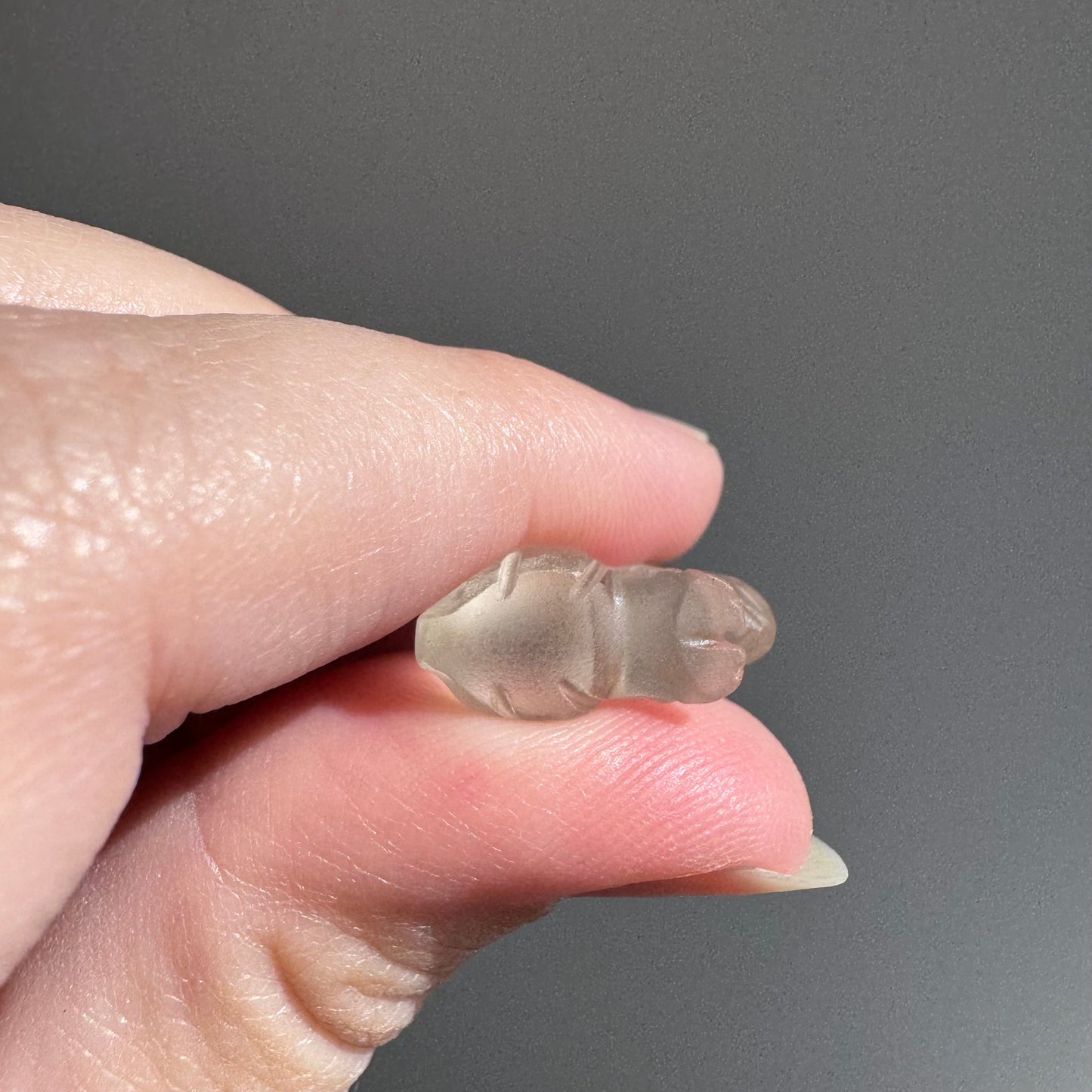 V I N T A G E // sweetest bunny / 14k yellow gold and carved rock crystal seated rabbit / a pendant