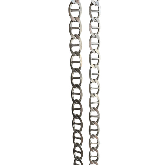 V I N T A G E // sterling silver flat mariner necklace chain / 18.25", 14g